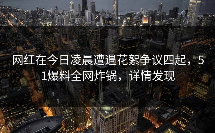 网红在今日凌晨遭遇花絮争议四起，51爆料全网炸锅，详情发现