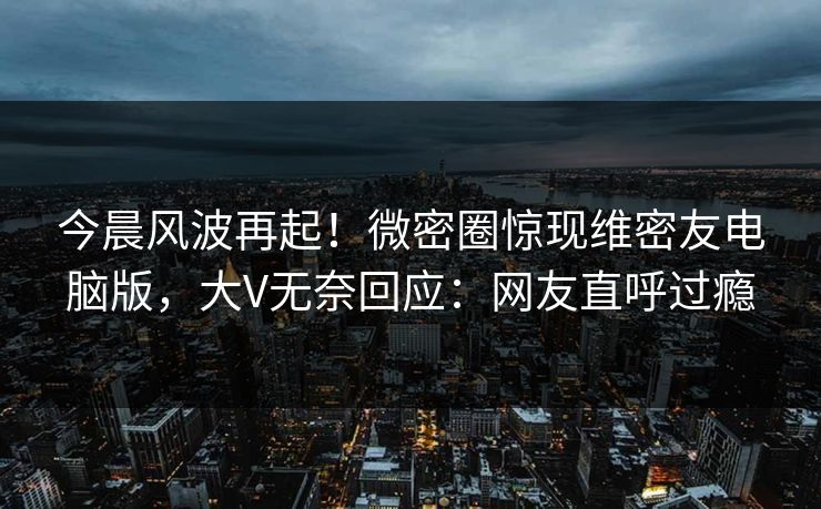 今晨风波再起！微密圈惊现维密友电脑版，大V无奈回应：网友直呼过瘾