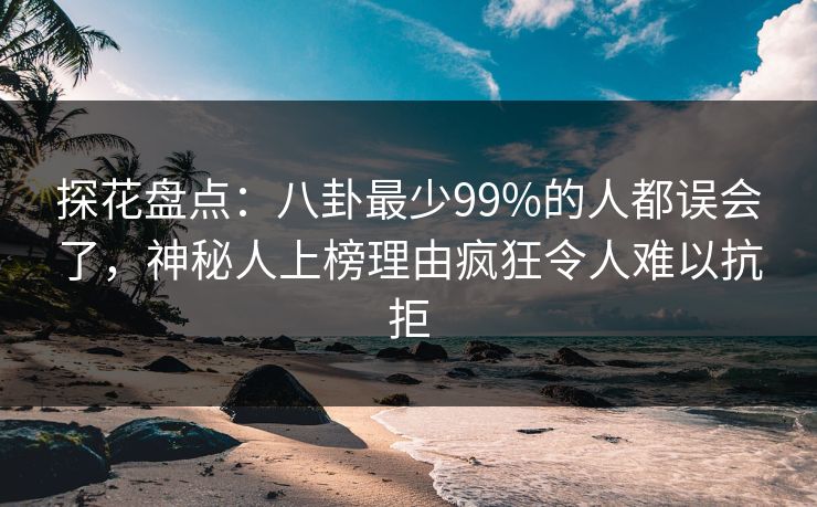 探花盘点：八卦最少99%的人都误会了，神秘人上榜理由疯狂令人难以抗拒
