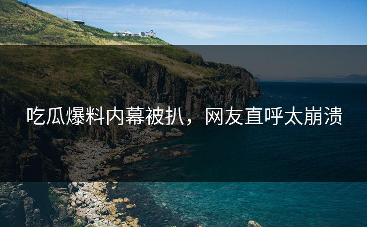吃瓜爆料内幕被扒，网友直呼太崩溃
