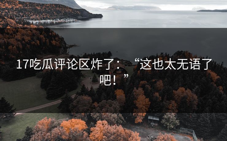 17吃瓜评论区炸了：“这也太无语了吧！”
