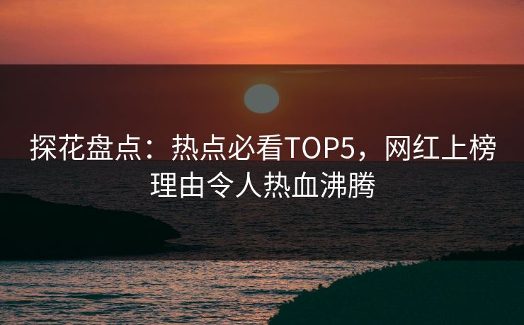探花盘点：热点必看TOP5，网红上榜理由令人热血沸腾