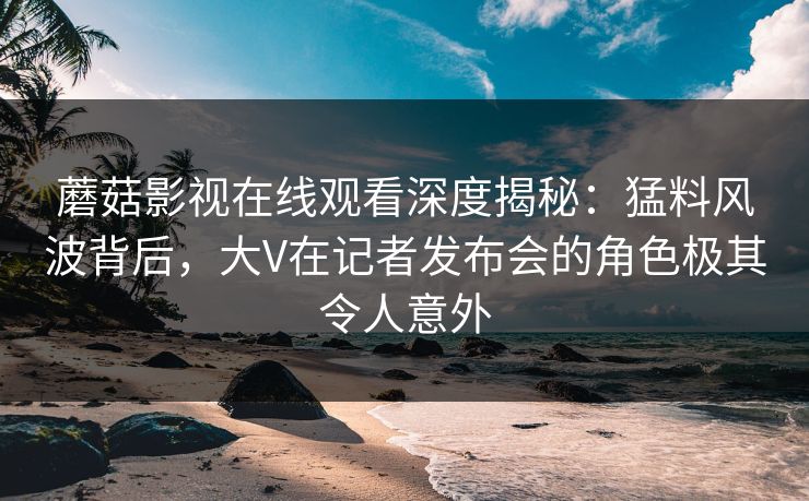 蘑菇影视在线观看深度揭秘：猛料风波背后，大V在记者发布会的角色极其令人意外