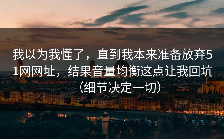 我以为我懂了，直到我本来准备放弃51网网址，结果音量均衡这点让我回坑（细节决定一切）
